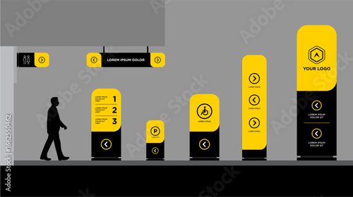A set of outdoor and indoor signs for advertising