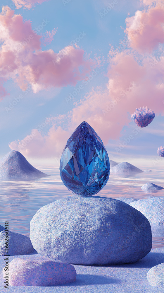 Fototapeta premium Sapphire crystal rare blue luminous mythical jewel gemstone brilliance.