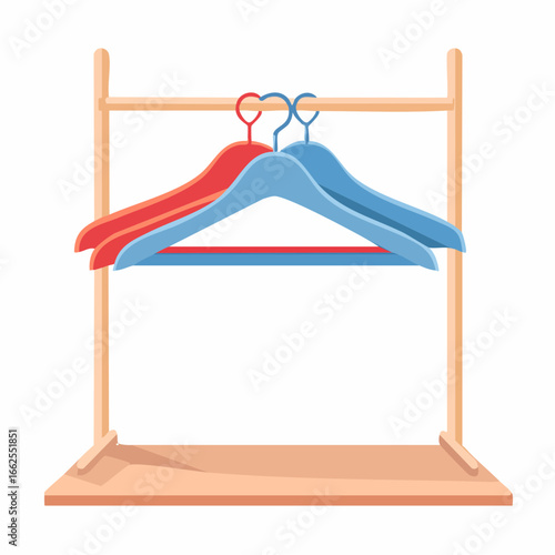 Colorful Wooden Clothes Hangers On Rack