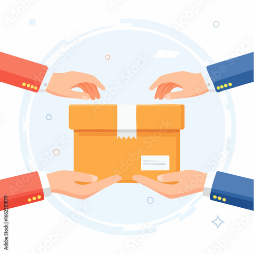Hands Holding Package Illustration