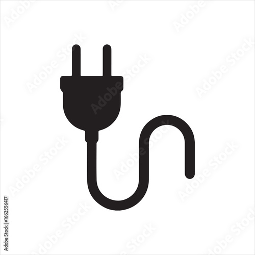 power plug in hand, Silhouette electrical plug simple black icon Vector illustration