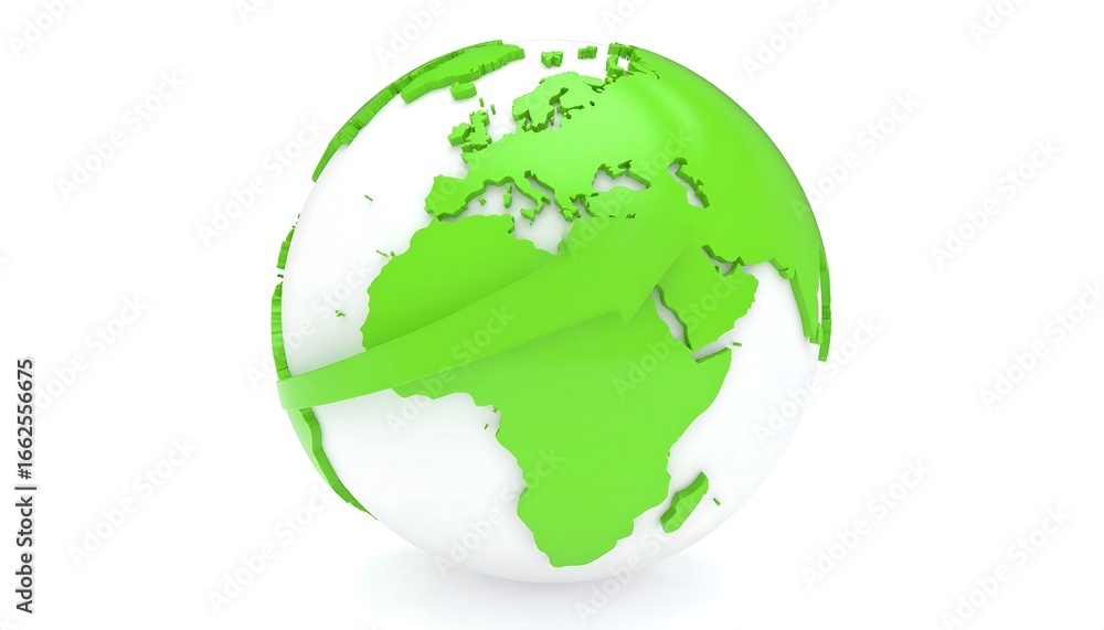 Naklejka premium 3D render of a stylized Earth globe with vibrant green continents