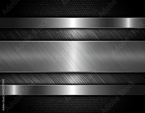 Abstract Metallic Texture with Brushed Steel Bands