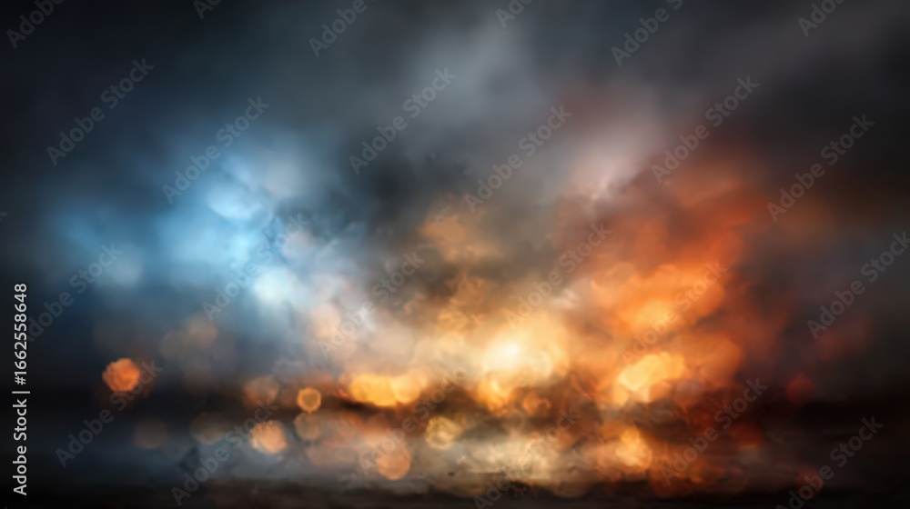 Dramatic Night Scene With Bokeh Lights And Color Gradient Dramatic Night Scene With Bokeh Lights And Color Gradient