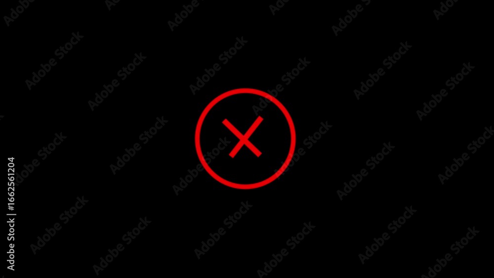 Error animation with red cross symbol for website or app interface, great for alerts and messages Error animation with red cross symbol for website or app interface, great for alerts and messages