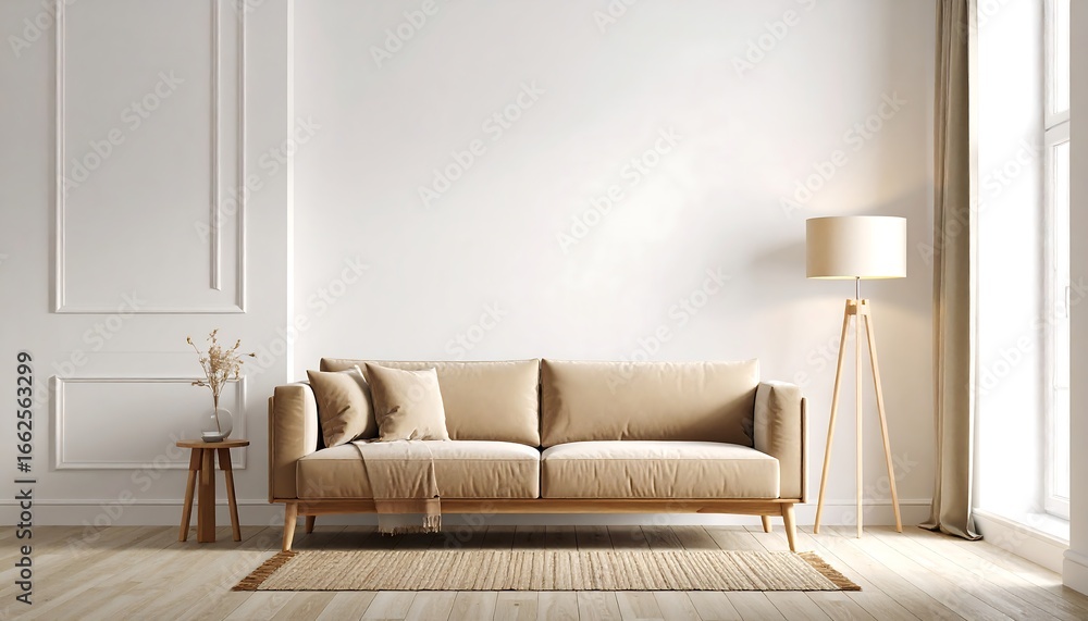 Fototapeta premium Beige living room interior