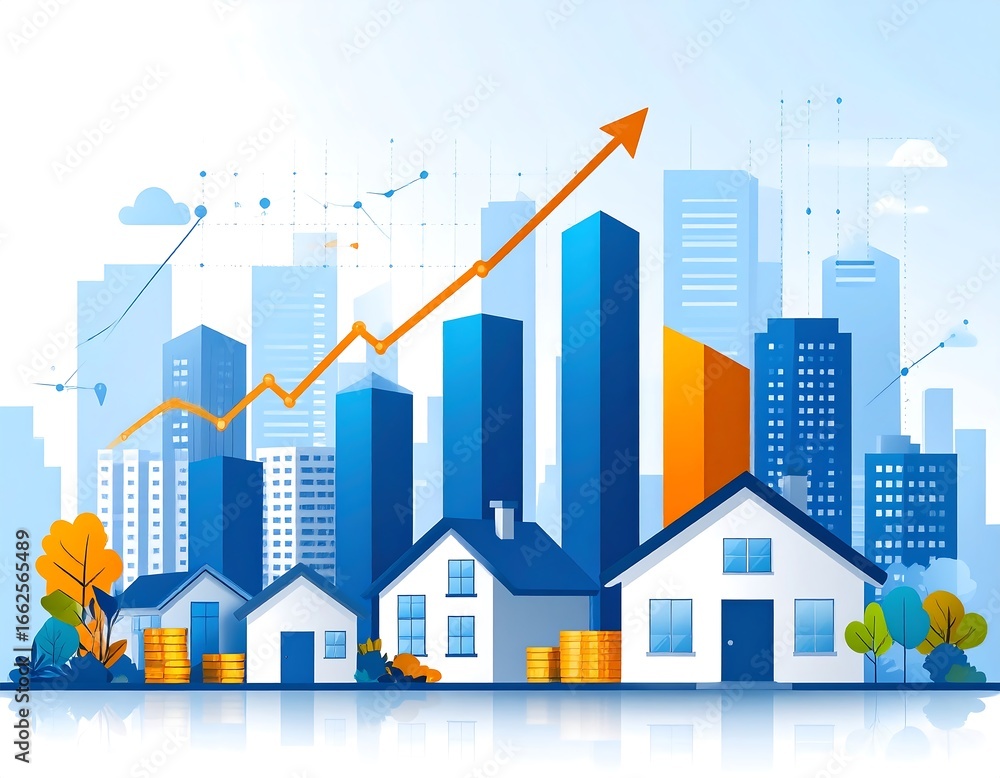 Fototapeta premium Urban growth, rising property values