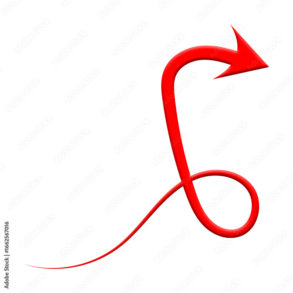 Obraz premium Red curve arrow icon on transparent background. flat style. arrow icon for your web site design, logo, app, UI. smooth, modern design, pointer indicating direction or movement. vector icon