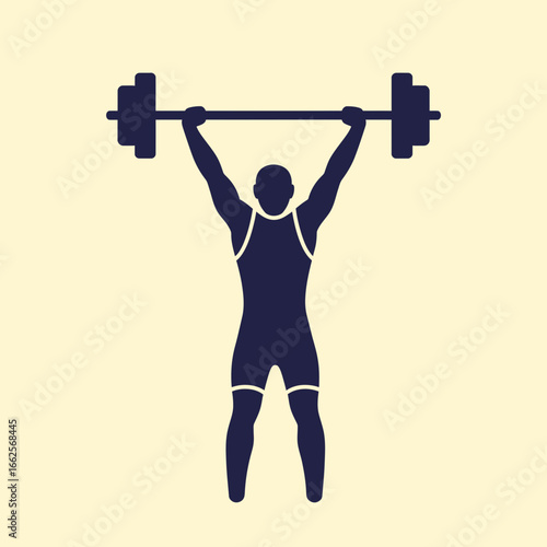 Silhouette of a person lifting a barbell overhead.