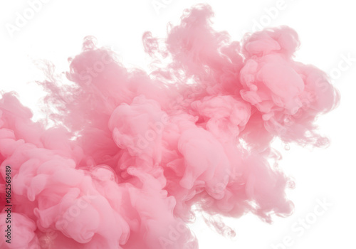 Abstract explosion of vibrant pink smoke or ink in water, isolated on transparent background