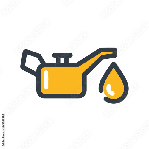 Oil can with a drop of oil falling