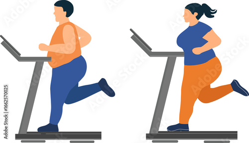 Couple running for lose weight on png background