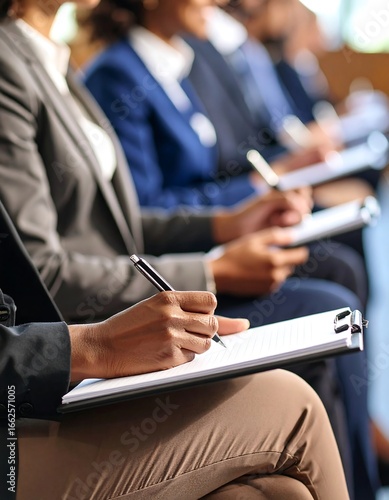 Attentive audience taking notes at a seminar