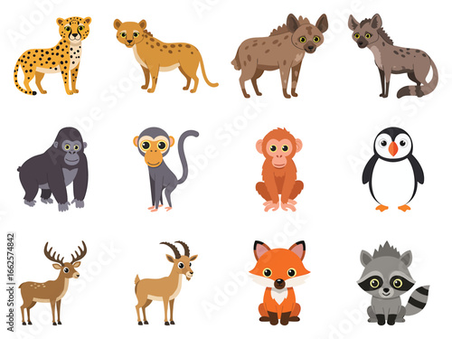 Collection of Cute Woodland Characters Animals in Diverse Forest Settings