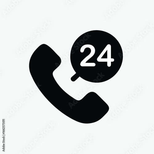 service 24h icon with phone icon