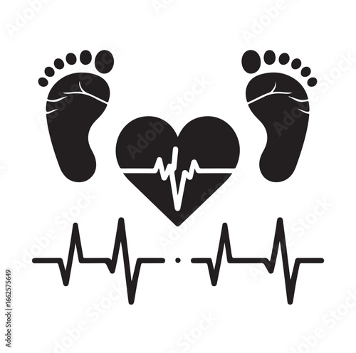 Newborn and Pregnancy Vector Set – Heartbeat, Footprints & Family Love