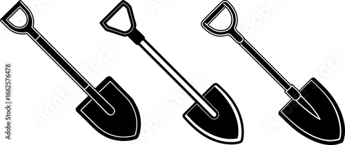 Shovel set, Set of shovels, shovel collection, Vector of shovel, shovel silhouette, shovel isolated on white background