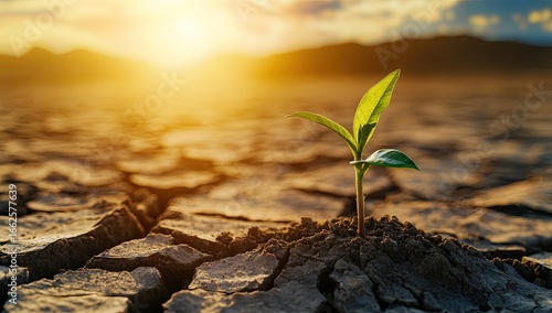 Hopeful sprout in cracked earth (1)
