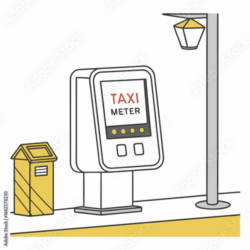 Digital Taxi Meter Display on City Street