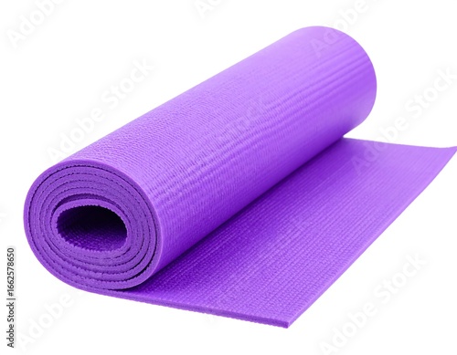 Rolled up purple exercise mat