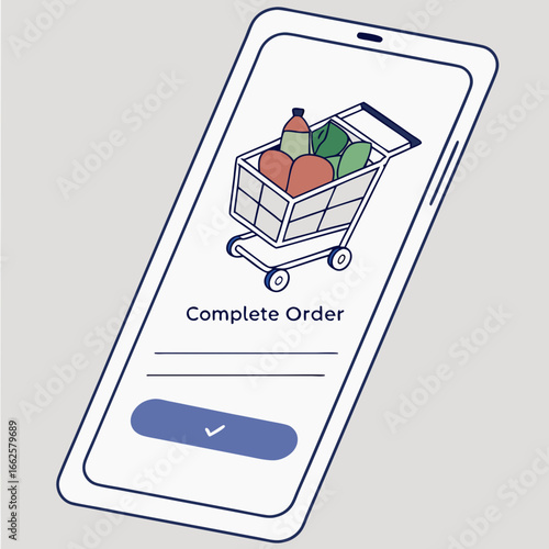 Smartphone Displaying Completed Grocery Order