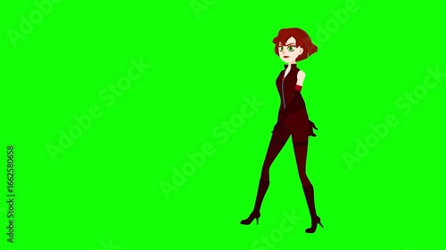 woman all animation all poses in green screen 
