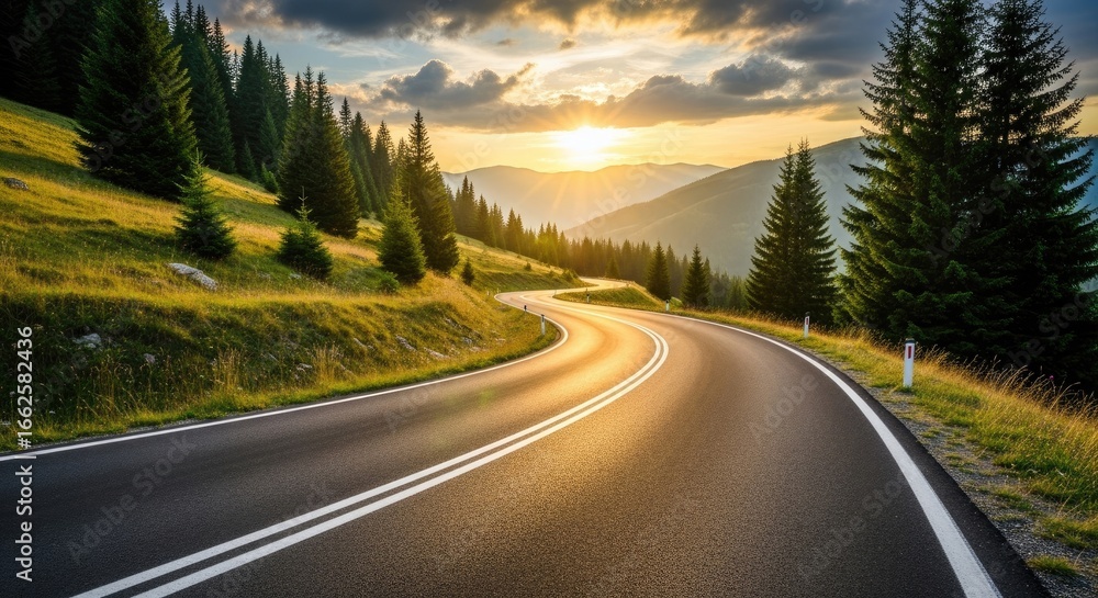 Fototapeta premium Asphalt road in summer day