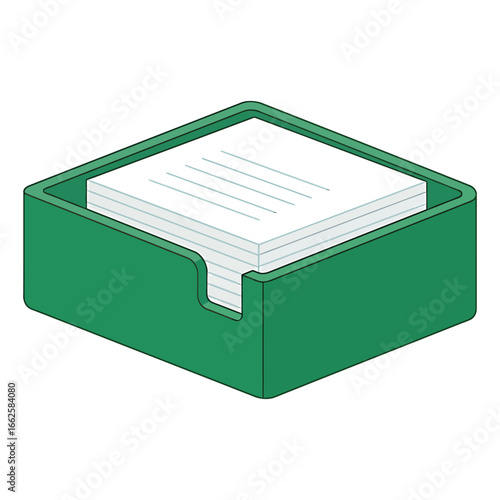 Green paper holder with documents