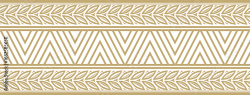 Vector golden seamless Yakut ornament. Endless border, frame of the northern peoples of the Far East.