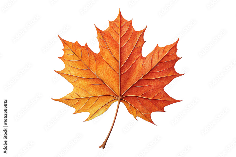 Vibrant orange maple leaf isolated on transparent background, symbol of autumn Vibrant orange maple leaf isolated on transparent background, symbol of autumn