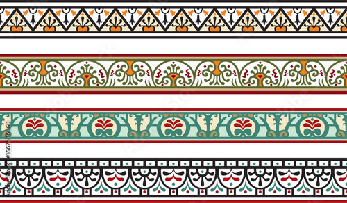 Vector seamless color border, Pompeii frame. Endless Neopolitan ornament. Art of Ancient Rome.

