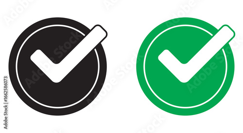 Black silhouette vector illustration of check mark inside circle.Check mark inside a circle with scalloped edge design indicating approval or completion in outline style design
