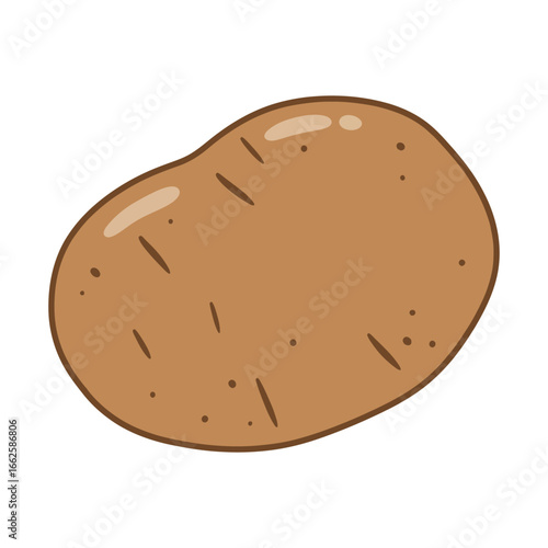 A single brown potato, a common root vegetable and staple food, isolated on a, perfect for culinary and agricultural themes