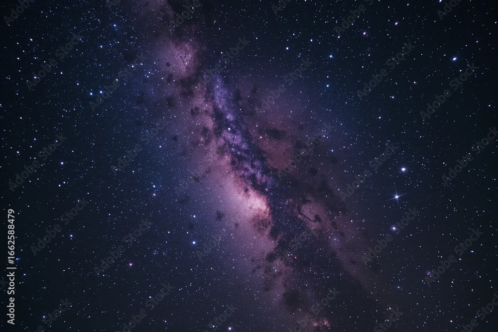 Fototapeta premium Milky Way Galaxy Night Sky Stars Universe Astronomy Purple Nebula Cosmic Space