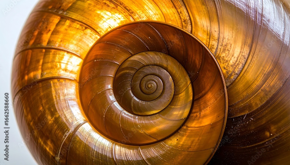 Obraz premium Golden spiral shell close-up