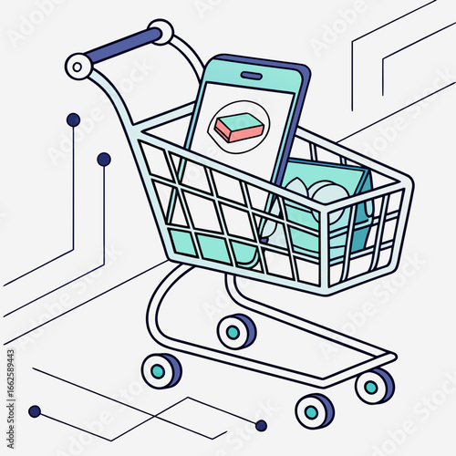 shopping cart with mobile phone