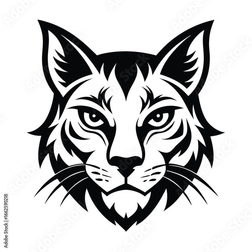 A symmetrical logo featuring the cunning and clever face of a wildcat, ideal for brands