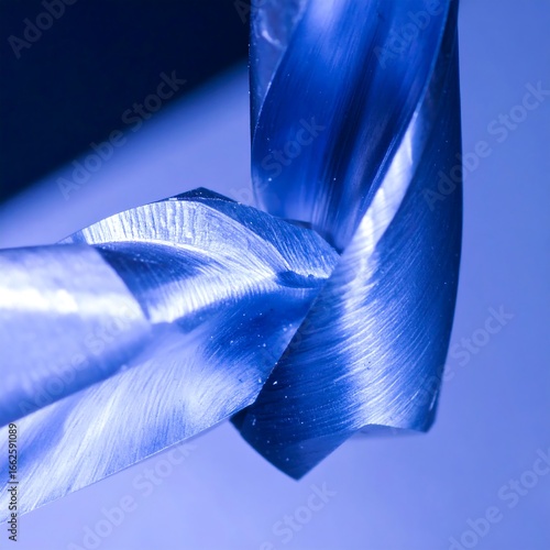 Close-up of a drill bit's cutting edge