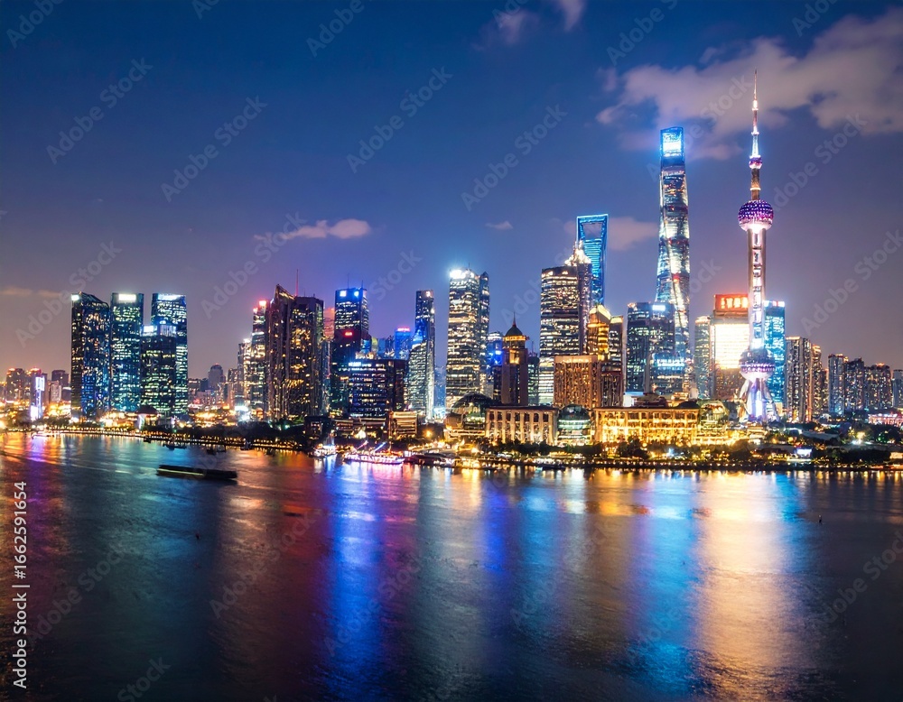 Obraz premium Urban City Skyline at Night