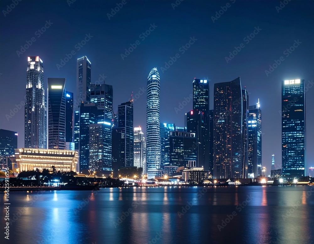 Urban City Skyline at Night Urban City Skyline at Night