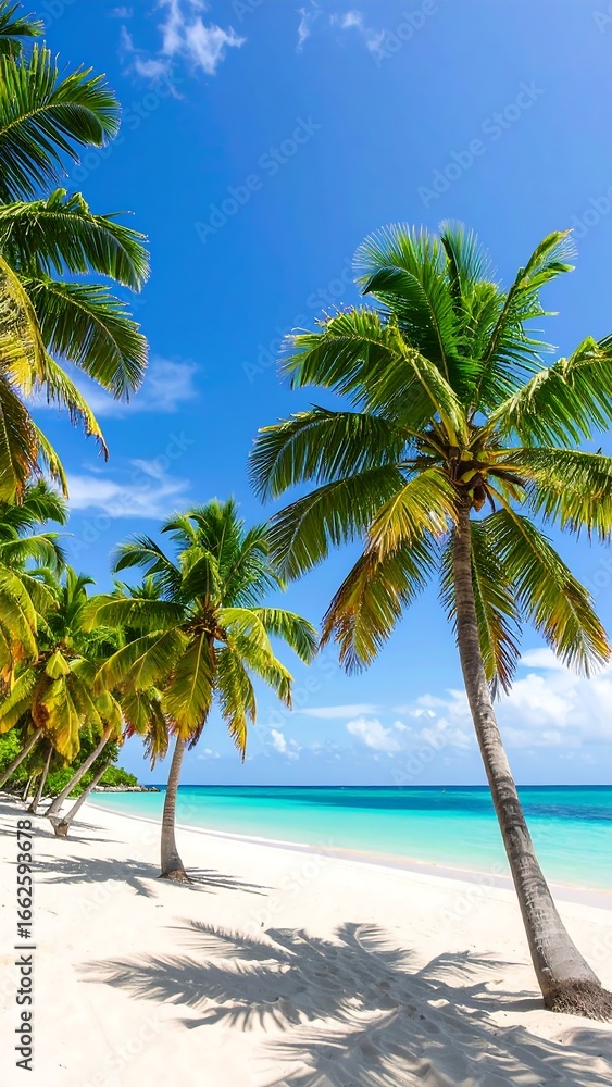 Obraz premium Tropical Beach Palm Trees Sunny Day