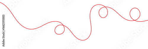 Red thread isolates on a white background. red thread looped in a circle form, symbolizing vector. line of red yarn, long red thread .Vector illustration . EPS 10 .