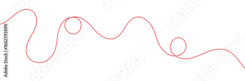 Red thread isolates on a white background. red thread looped in a circle form, symbolizing vector. line of red yarn, long red thread .Vector illustration . EPS 10 .