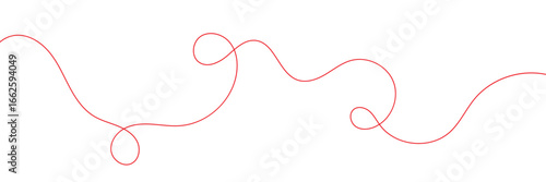 Red thread isolates on a white background. red thread looped in a circle form, symbolizing vector. line of red yarn, long red thread .Vector illustration . EPS 10 .