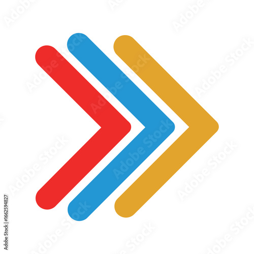 Three colorful arrows pointing forward, symbolizing progress, speed, and direction