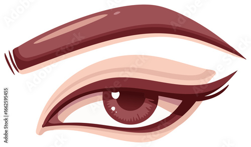 Elegant Brown Eye Design Graphic Illustration Woman Face Eyelash Makeup Brow