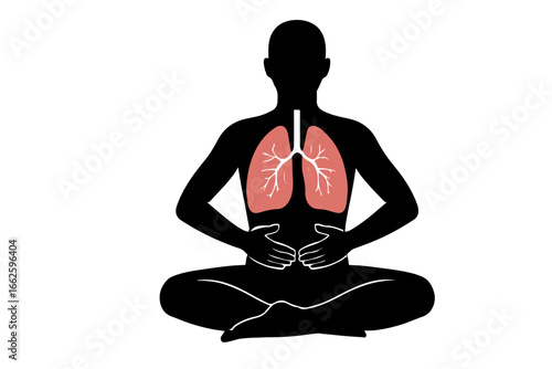 human lungs function, yoga, exercise silhouette 