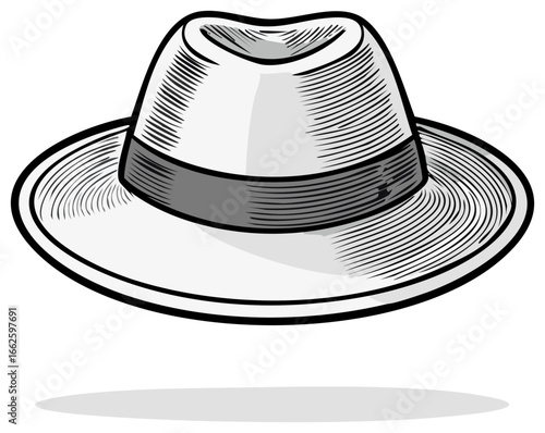 Classic Fedora Hat with Ribbon Detail Vintage Style Illustration