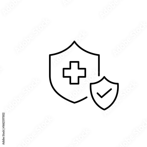 Verified medical care, trusted health services, secure treatment. Healthcare insurance. Pixel perfect, editable stroke vector icon