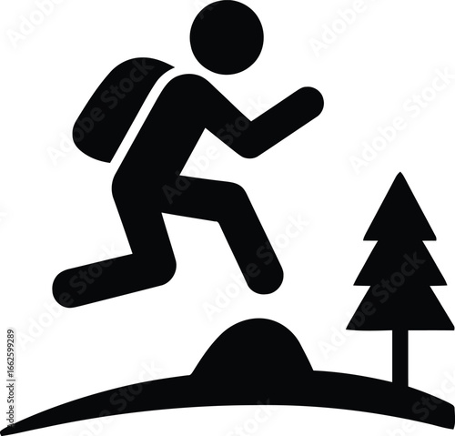  Man Jumping With Backpack Silhouette Vector 